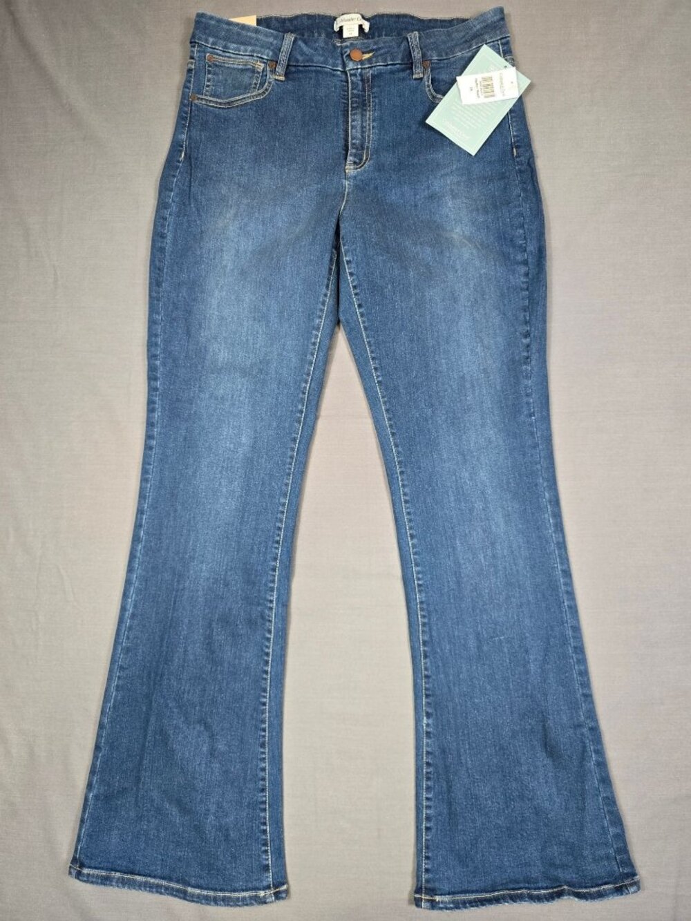Coldwater Creek Mid Rise Bootcut Blue Denim Jeans Size 14 Cotton Blend NEW